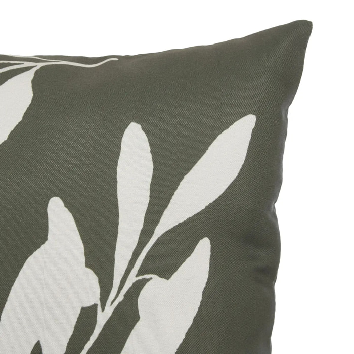 Housse de coussin d'extérieur Tileo 50x30cm motif feuilles vert foncé