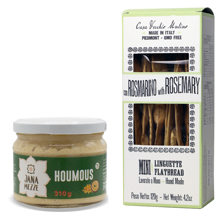 Duo apéritif : Houmous au Piment & Linguette Piemonte Romarin - 420g - Liban et Italie