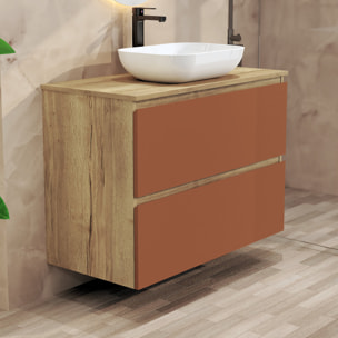 Conjunto de Baño Nia | Mueble Suspendido | 90 cm Scarlato | Dos Cajones | Lavabo Sobrepuesto | No incluye Espejo | Mueble Montado| Alday