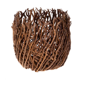 Set di 2 cachepot con stecchi naturali - Pezzi 1 - Marrone - 33XH30X33cm - Bianchi Dino