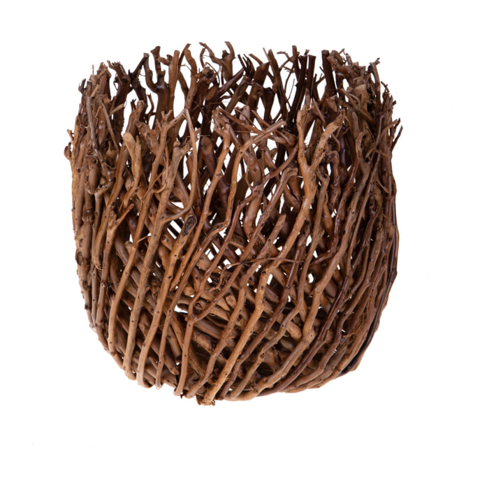 Set di 2 cachepot con stecchi naturali - Pezzi 1 - Marrone - 33XH30X33cm - Bianchi Dino