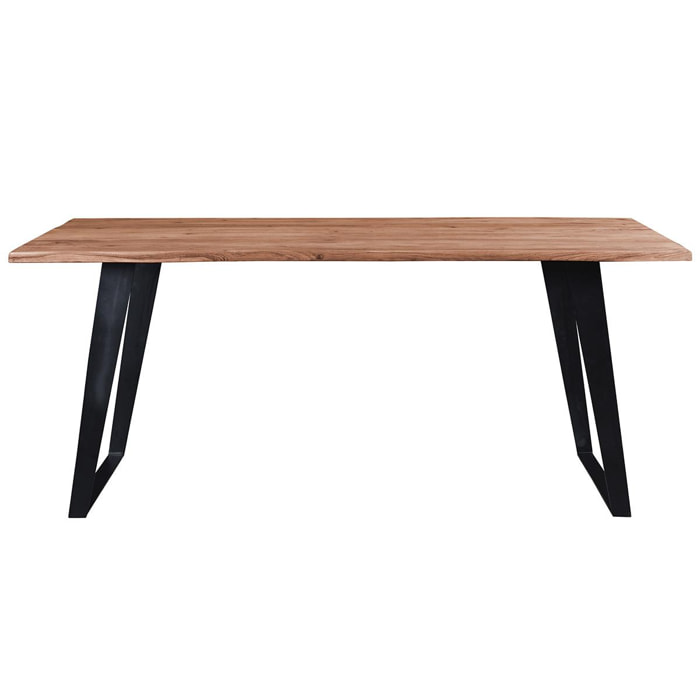 Table à manger rectangulaire en bois massif et métal noir L175 cm KORA