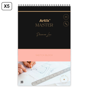 Confezione da 5 BLOC BOCETOS ARTE ESBOZO 90 g/m² A5 60 FOGLI