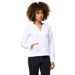 Tuta donna Zip con cappuccio in felpa non garzata e pantaloni con costina