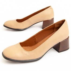 Zapato De Tacón - Beige - Altura: 5 Cm