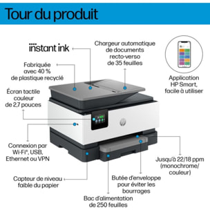 Imprimante jet d'encre HP OfficeJet Pro 9122e éligible Instant Ink