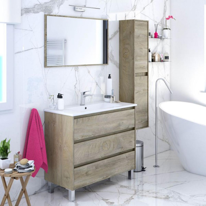 Mueble de baño Dakota 100 con espejo Roble Alaska