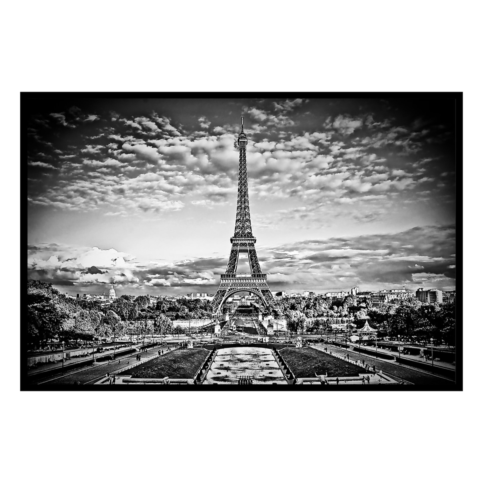 Affiche encadrée tour Eiffel noir et blanc Affiche + cadre en métal - Noir