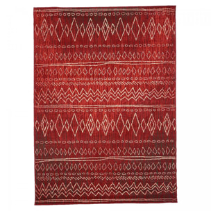 Tapis Ladi motif traditionnel Berbère rouge et beige