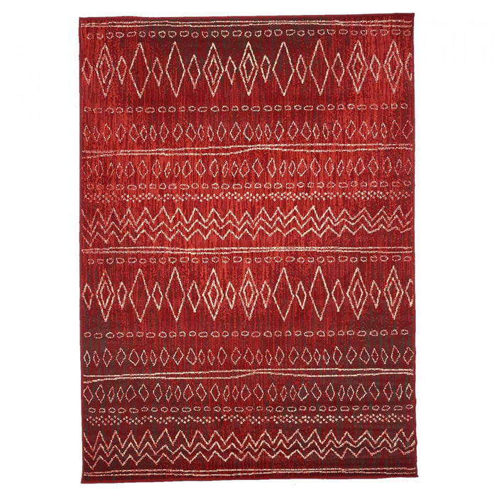 Tapis Ladi motif traditionnel Berbère rouge et beige