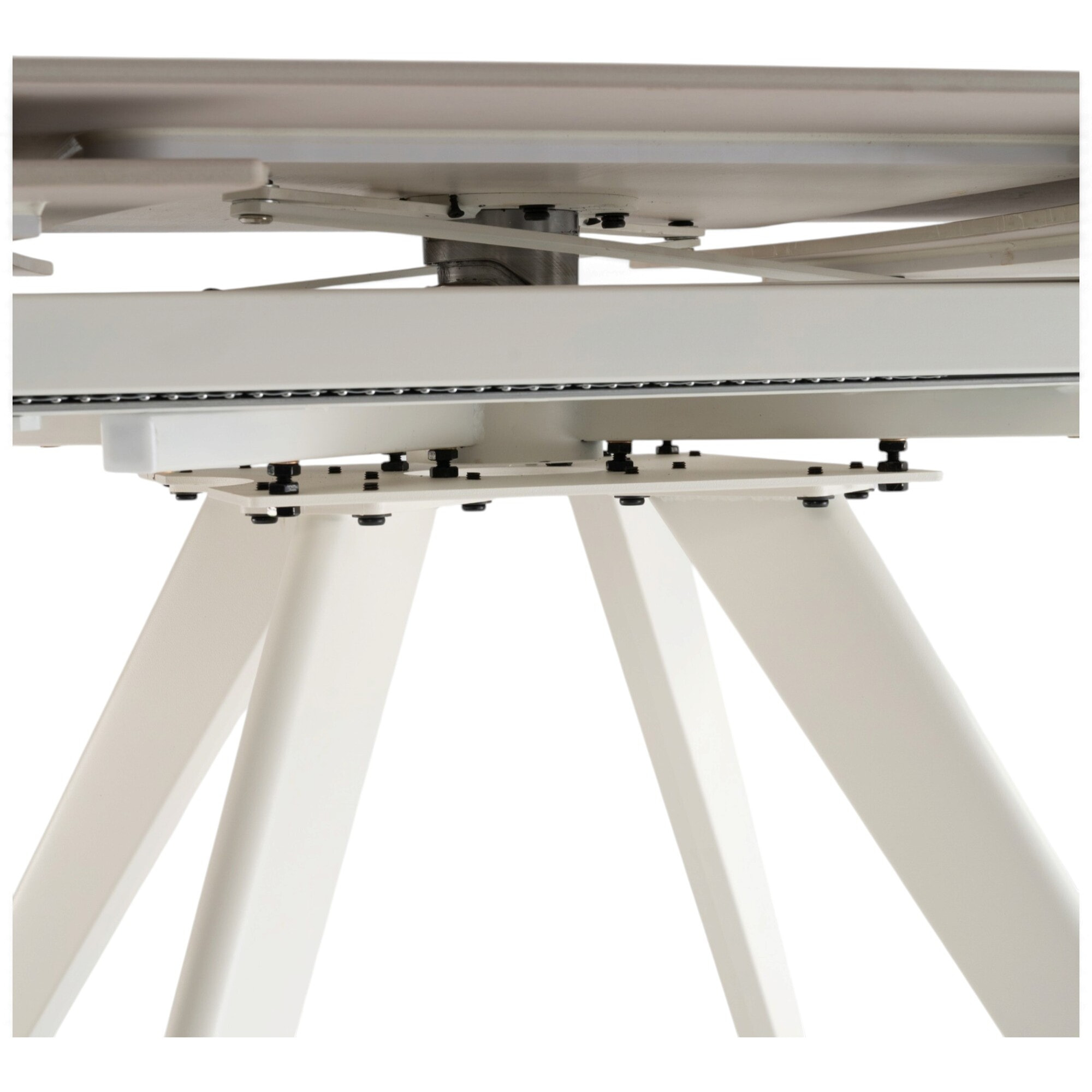 Tavolo allungabile LAVEZZI in ceramica, finitura calacatta oro lucida e gambe in metallo bianche - 120×80x78 – 180×80x75 cm