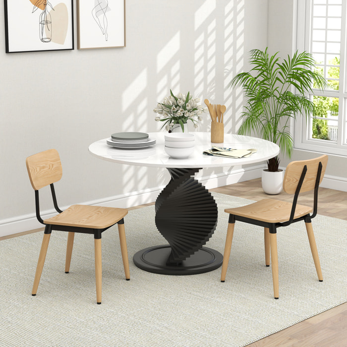 Lot de 2 chaises de salon style nordique néo-rétro piètement acier effilé effet bois