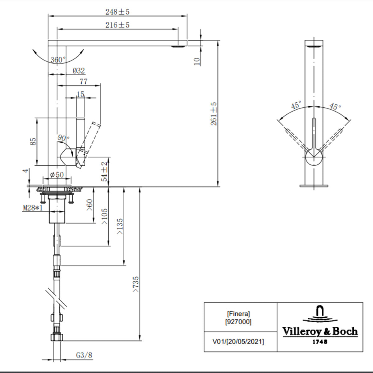 Evier Architectura 60 vidage auto + Robinet de cuisine Finera Or Mat