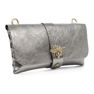 Amaseno bolso bandolera mujer. Piel auténtica Gamuza Lacada.