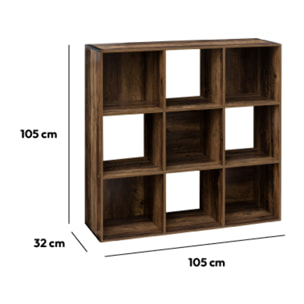 Étagère 9 cases indus Effet bois foncé Mix N' Modul