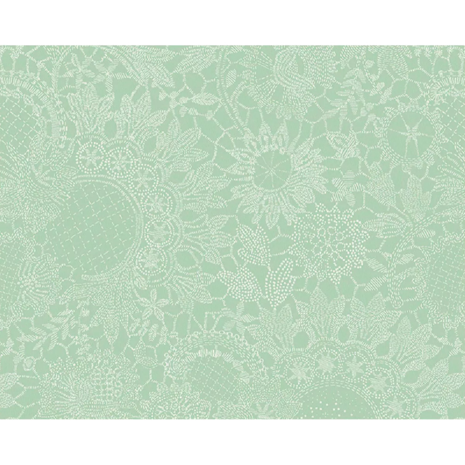 Set pur coton motif jacquard vert Mille guipures jade