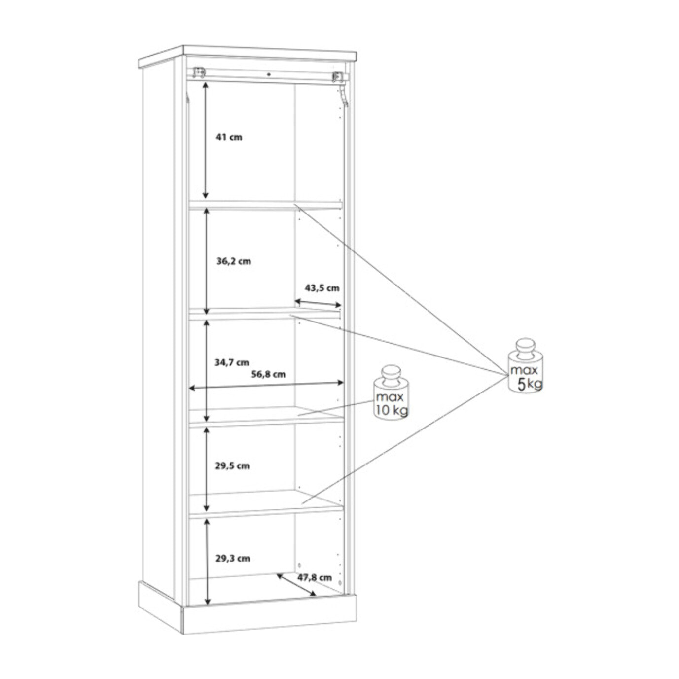 Vitrine colonne à LED en bois effet chêne & noir - FACTORY