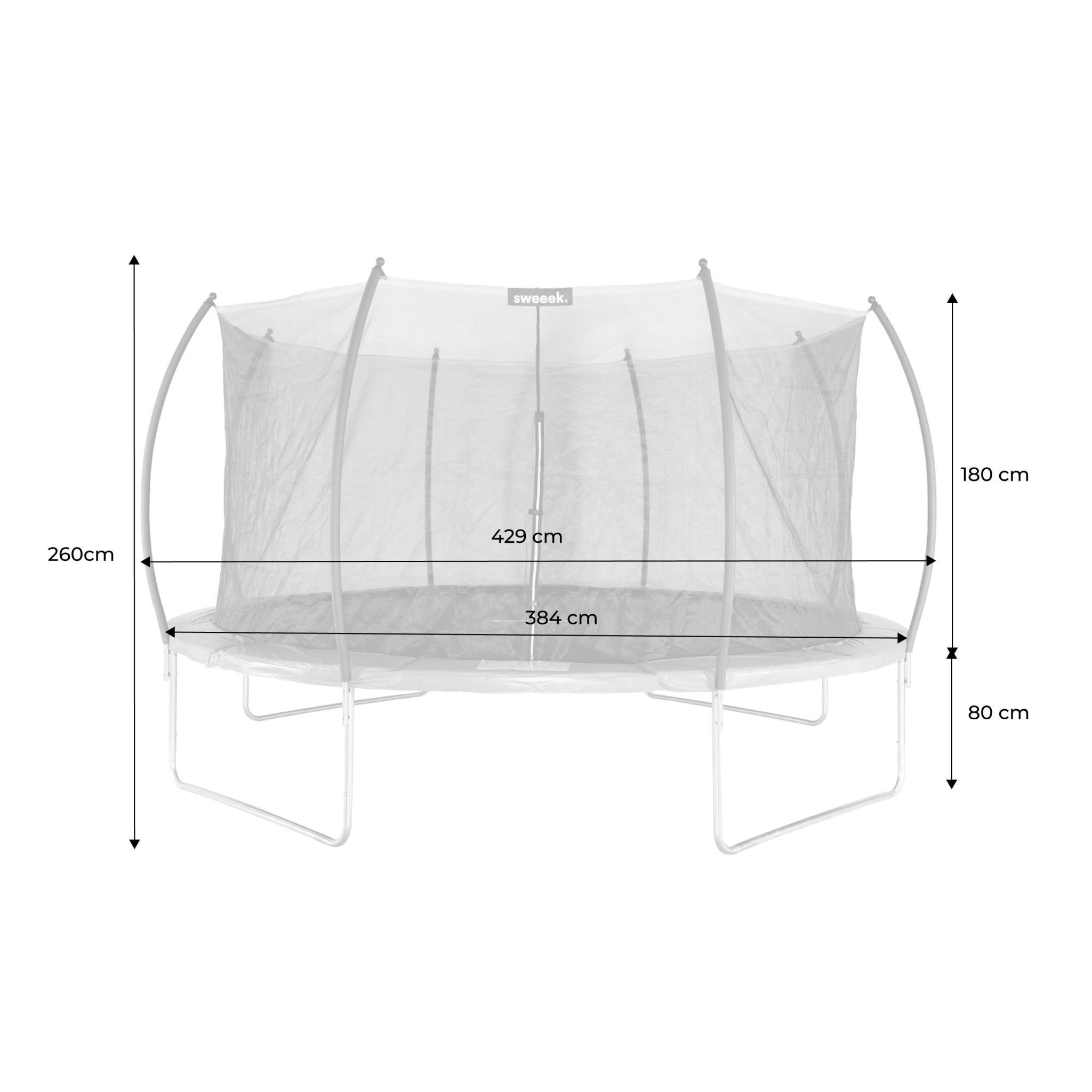 Trampoline rond Ø 430cm gris avec filet de protection intérieur - Venus Inner XXL –  échelle. bâche. filet pour chaussures et kit d'ancrage 4.30m 430 cm