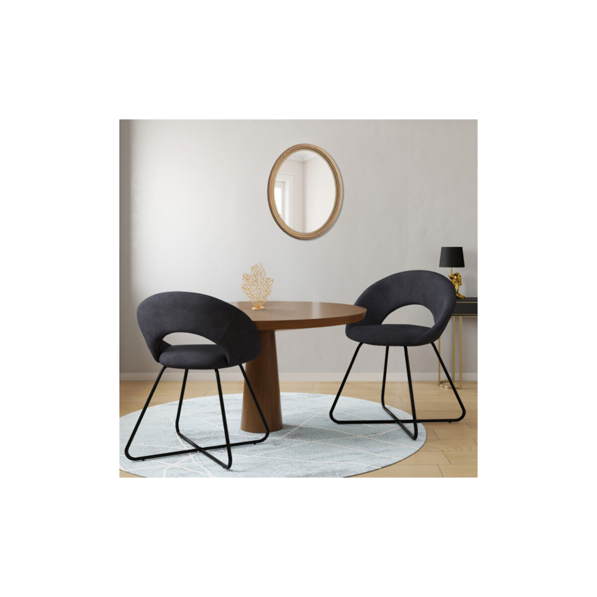 Chaises Malone en velours - Gris foncé / pied noir