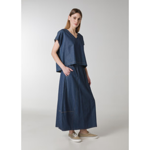 DEHA - Gonna LINEN DENIM LONG SKIRT in cotone per donna