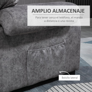 Sillón Relax Reclinable Manual, Sillón Relax de Terciopelo con Reposabrazos, Reposapiés, Acolchado Grueso, Butaca Reclinable hasta 135Âº para Salón, Dormitorio, Oficina, Gris