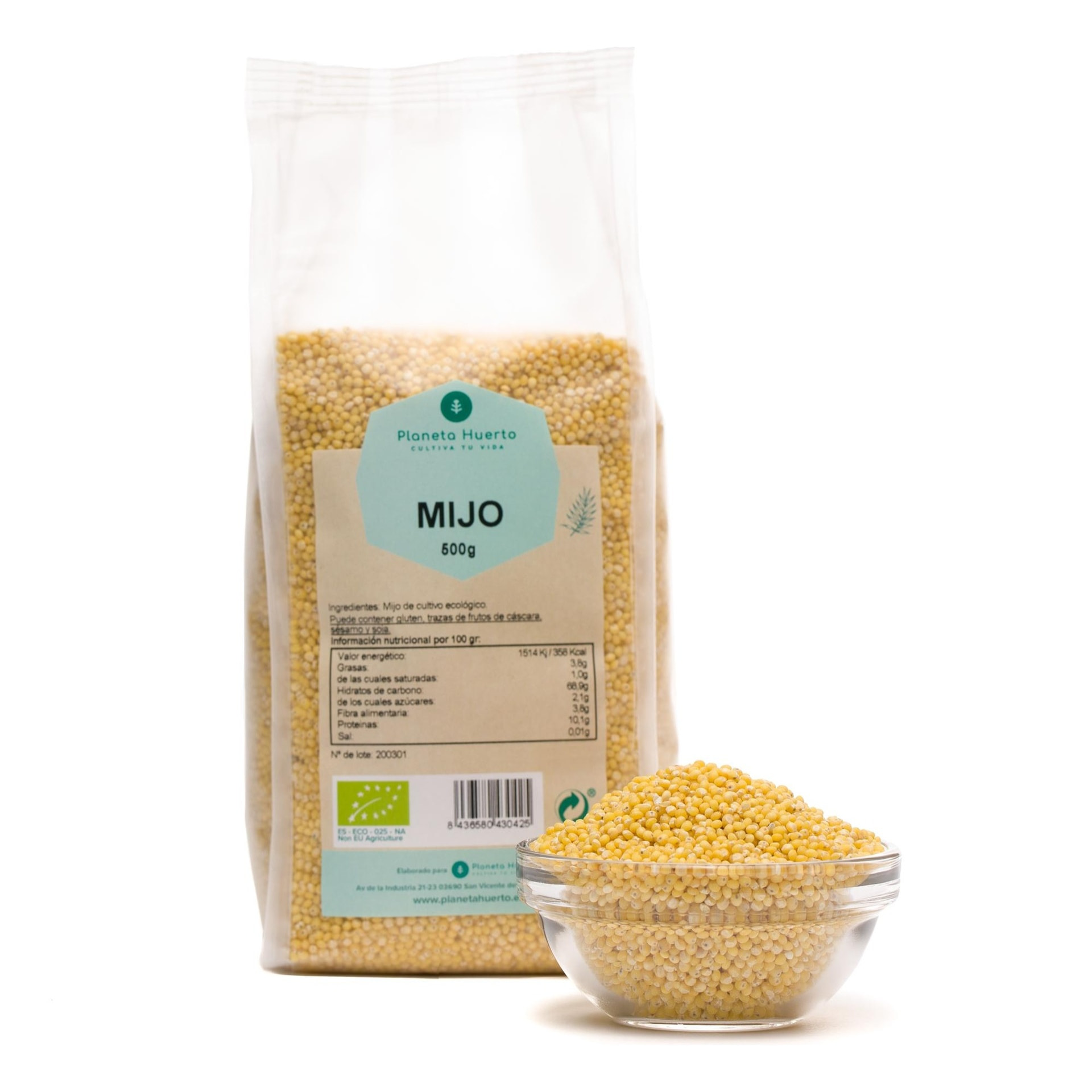 PLANETA HUERTO | Pack 2x Mijo Pelado ECO 500 g - Cereal Nutritivo y Sin Gluten, Ideal para Celíacos y Dietas Saludables, Rico en Hierro y Vitaminas B