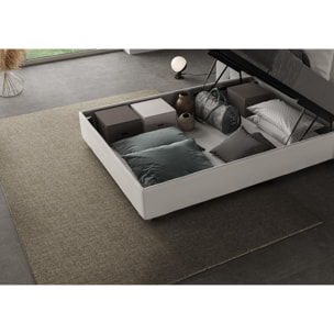 Cama con almacenaje acolchada 120x200 cuero sintético blanco Antea