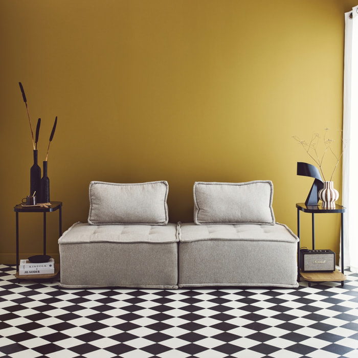 Bouts de canapé vintage métal et décor bois plateaux en verre (lot de 2) SMOOKY