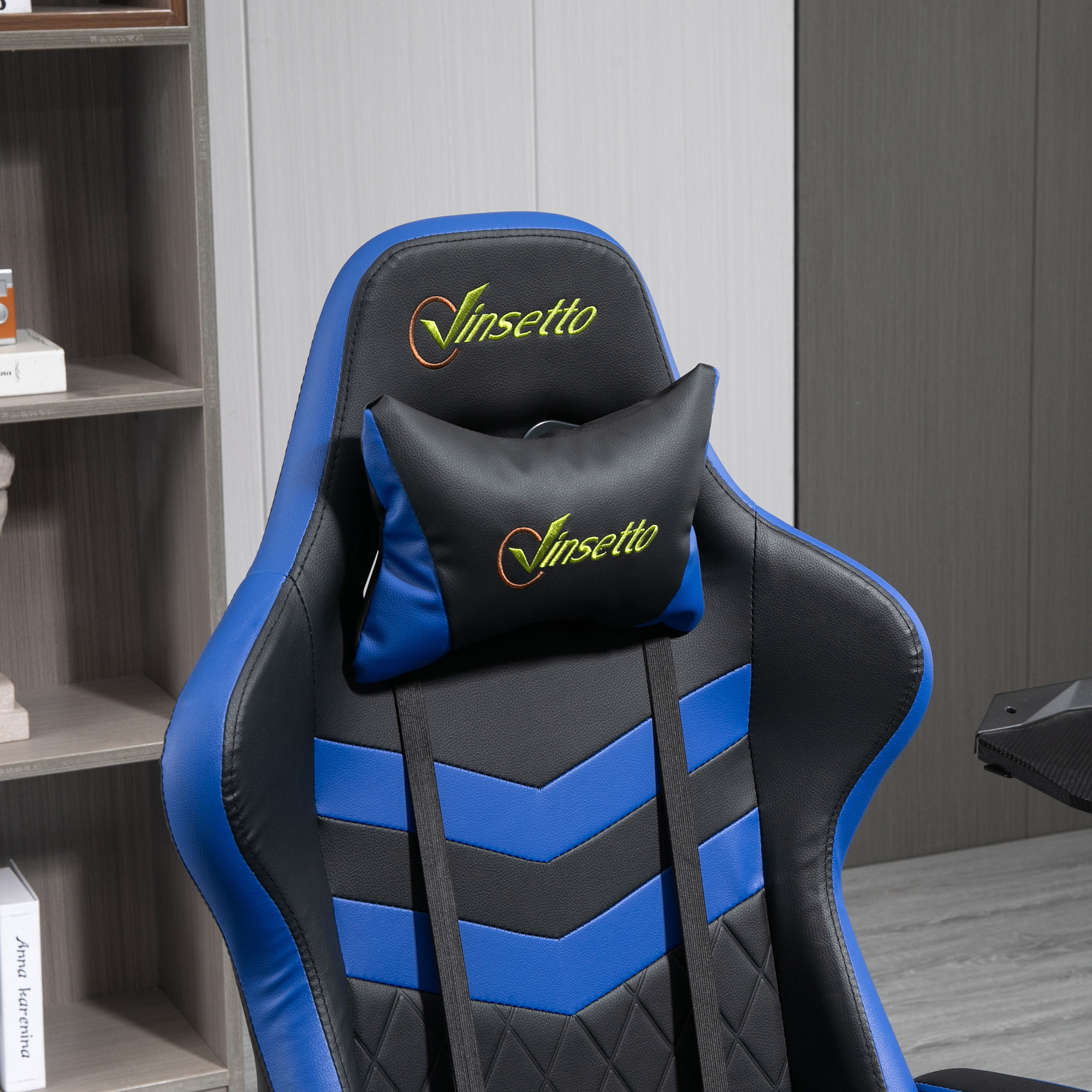 Silla Gaming de Oficina Ergonómica Altura Ajustable Azul