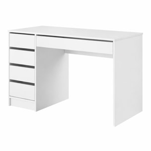 Scrivania Multifunzione Con 5 Cassetti Tavolo Trucco E Ufficio Moderna E Spaziosa Ideale Per Studio Camera E Home Office 143 x 120 x 55 cm Bianco
