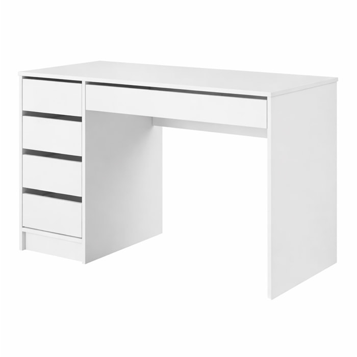 Scrivania Multifunzione Con 5 Cassetti Tavolo Trucco E Ufficio Moderna E Spaziosa Ideale Per Studio Camera E Home Office 143 x 120 x 55 cm Bianco