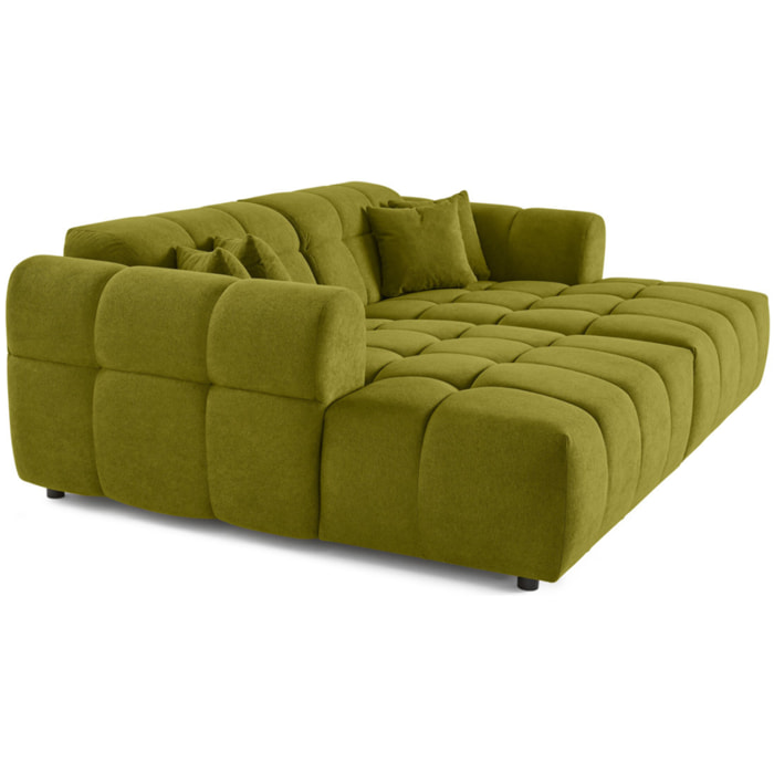 Ray - canapé droit 4 places avec double méridienne - assise profonde - en tissu texturé - Vert
