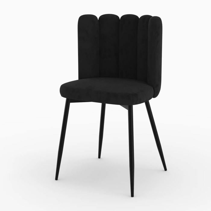 Chaise en velours noir et pieds en métal noir - Rosy