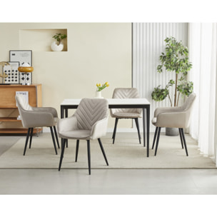 Sedia Nana in velluto beige scuro con gambe in metallo nero