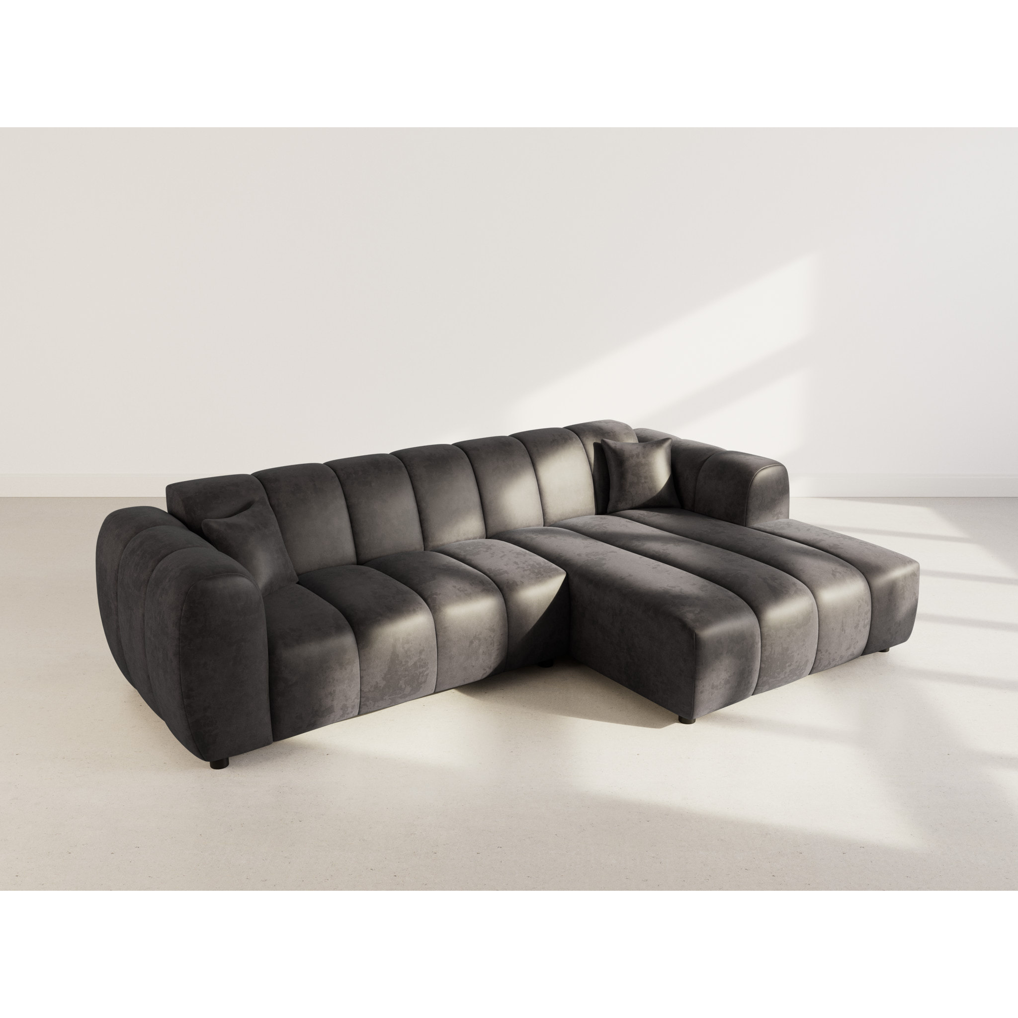 Curtis - canapé d'angle droit 4 places en simili - Noir