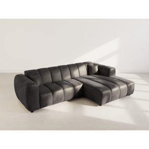 Curtis - canapé d'angle droit 4 places en simili - Noir