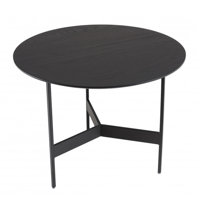 DALY - Table basse ronde noire 50x50cm piètement métal