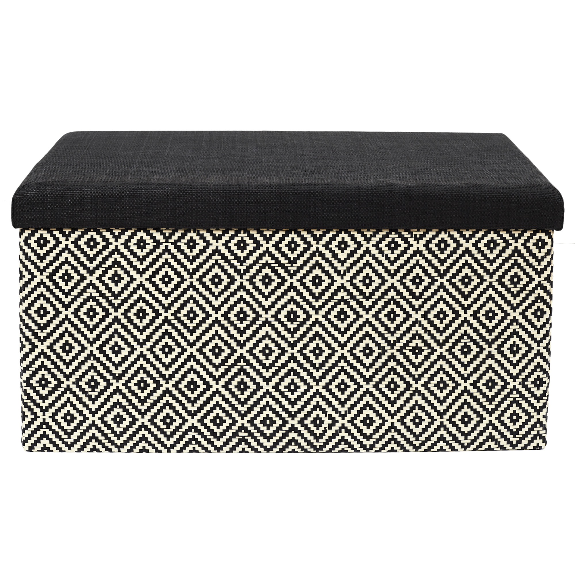 Coffre Banc Pliable Tresse Noir