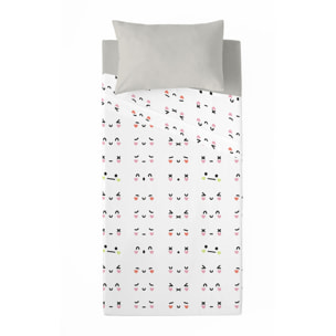 Kwanimals - Juego de Sábanas Estampadas - Infantil - Incluye 1 Funda de Almohada - 100% Algodón - Feels