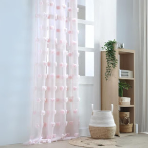 Voilage pompons brodés - Rose Clair