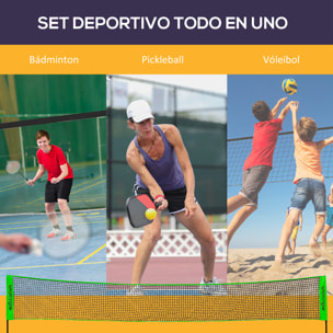 Set de Bádminton de 7 Piezas Juego de Bádminton con 2 Raquetas de Bádminton 3 Bádminton 2 Raquetas de Pickleball 2 Pickleball Pelota de Voleibol y Red con Soporte Negro y Verde
