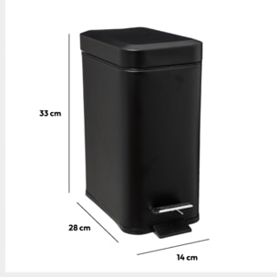 Poubelle rectangulaire soft close inox 5l Noir