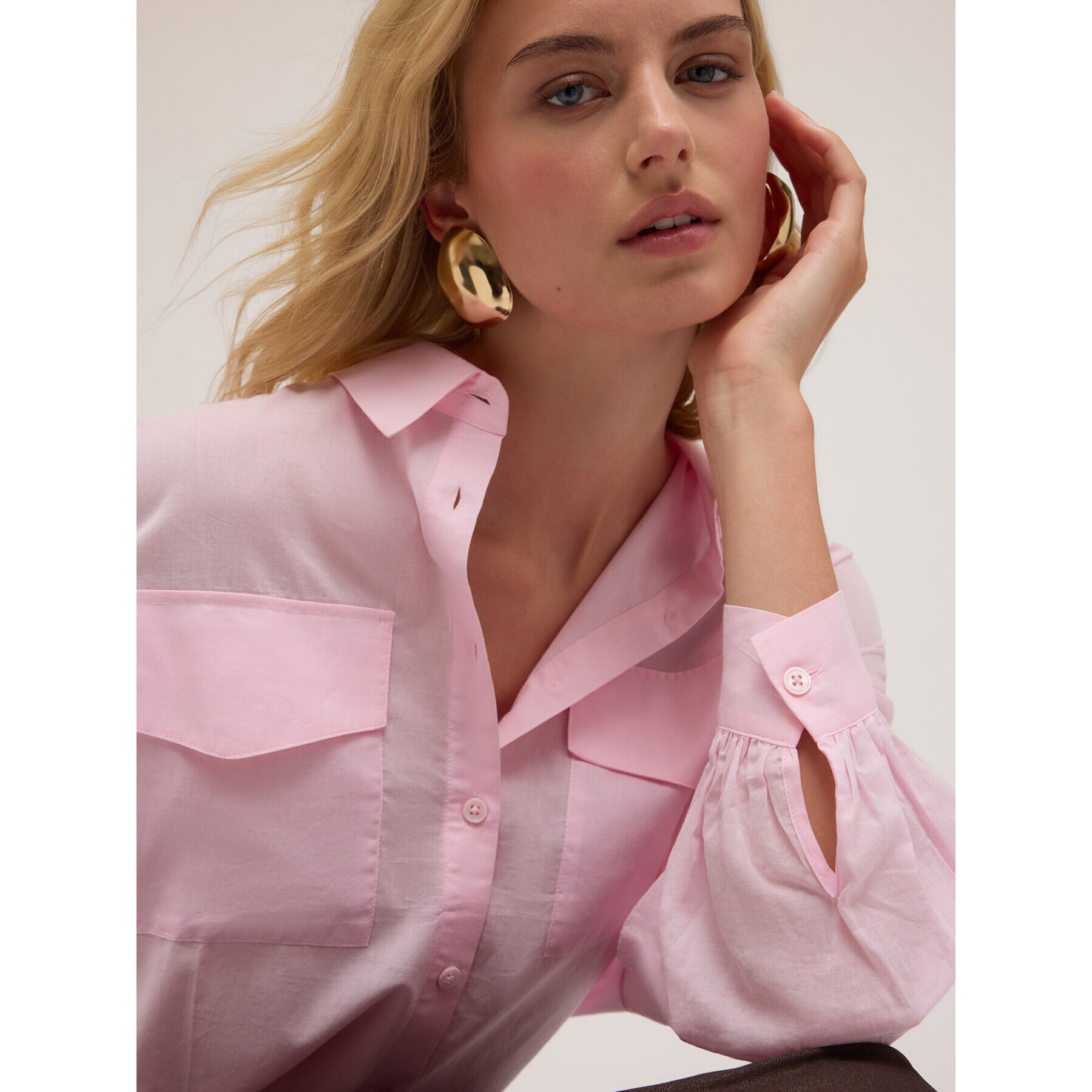 Motivi - Camisa oversize con bolsillos - Rosa