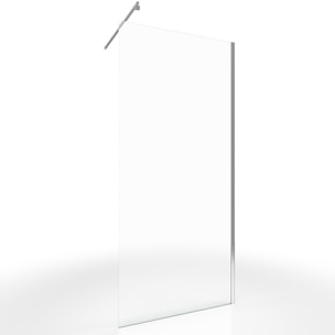 Paroi de douche a l'italienne - 90x200cm VERRE TRANSPARENT 6mm + Barre de fixation recoupable