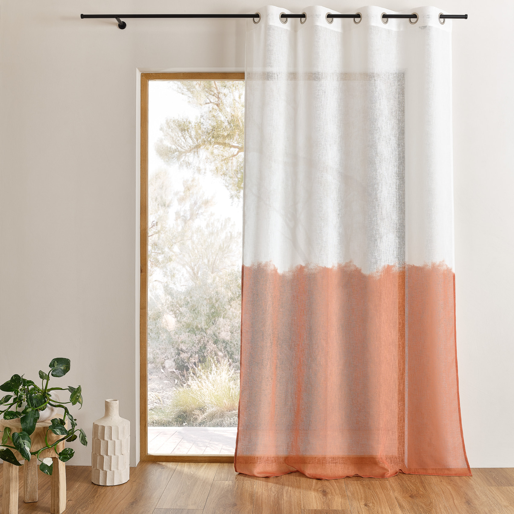 Voilage à oeillets bi-colore - Terracotta