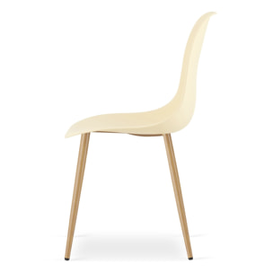 Sedia moderna WAT crema con gambe effetto legno naturale
