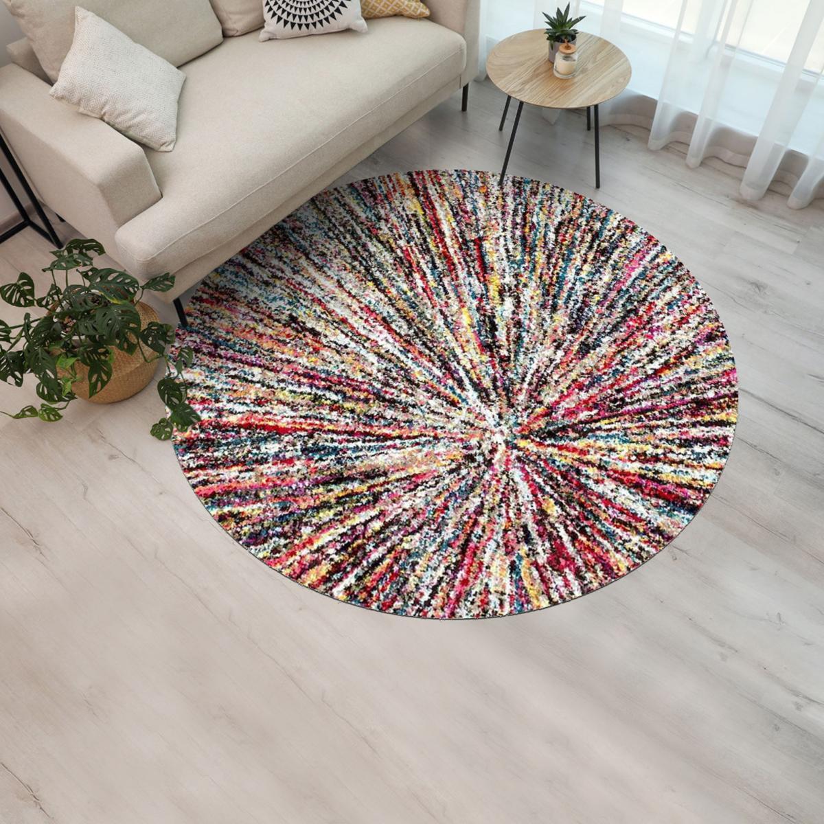 Tapis Gepa aux motifs géométriques destructurés multicolores