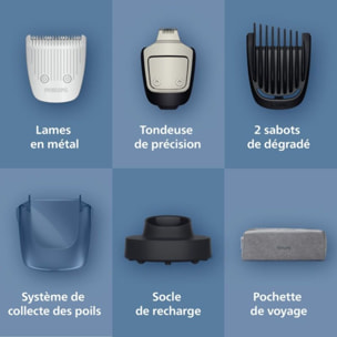 Tondeuse barbe PHILIPS BT7665/15 Series 7000, molette réglable, 40 hauteurs de coupe, précision 0,2 mm, autonomie 120 mn