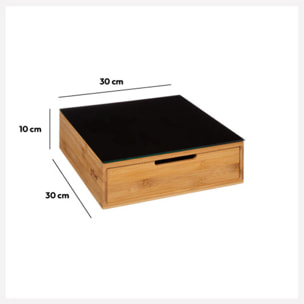 Porte-capsules 2 tiroirs bambou