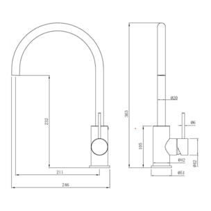 Aurum mitigeur d'évier sur pied 36,3 cm à levier avec bras pivotant, or rose brossé (SATBAUR280BRG)